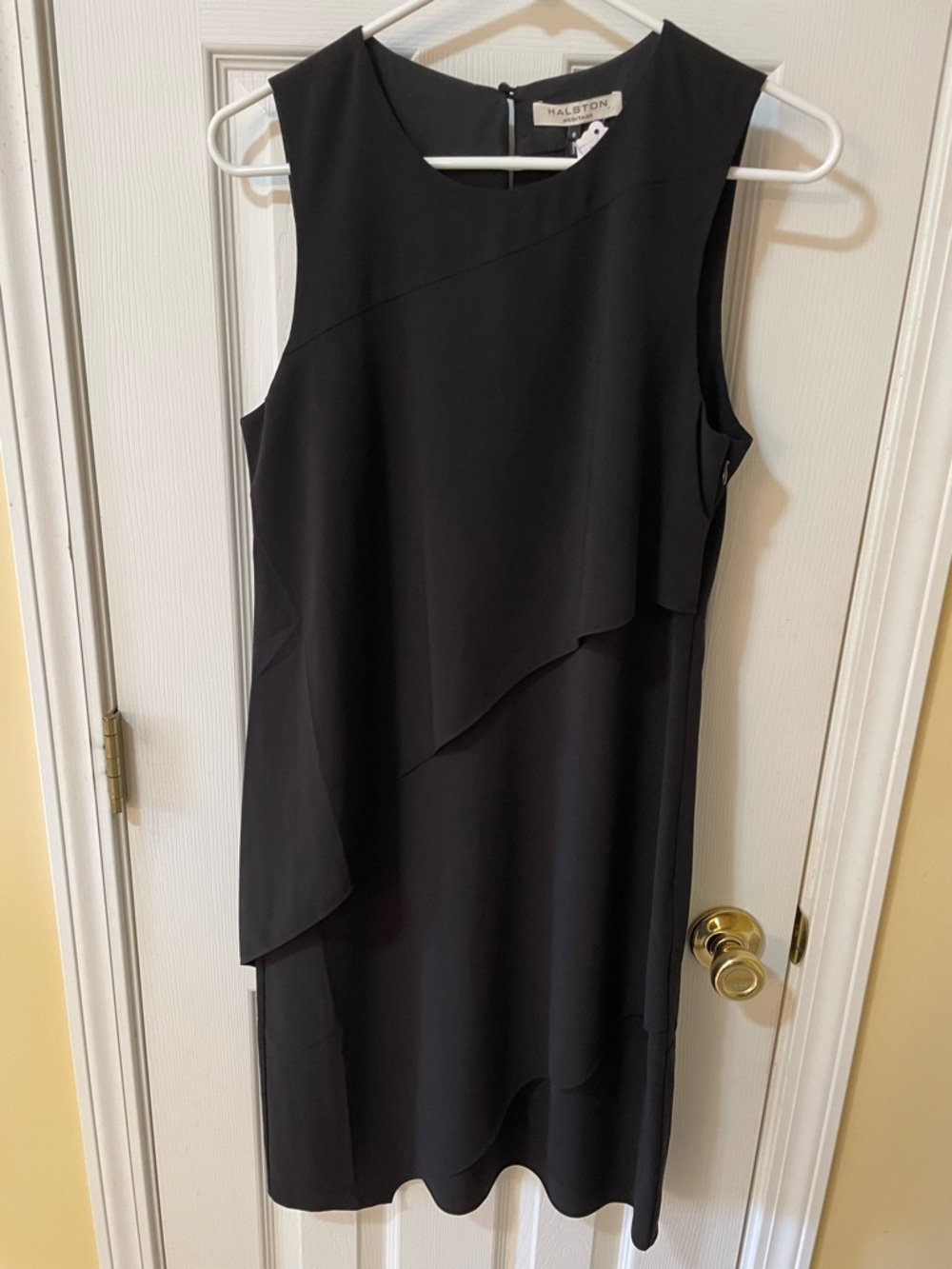 Halston Heritage Black Sleeveless Layered Midi Dress
